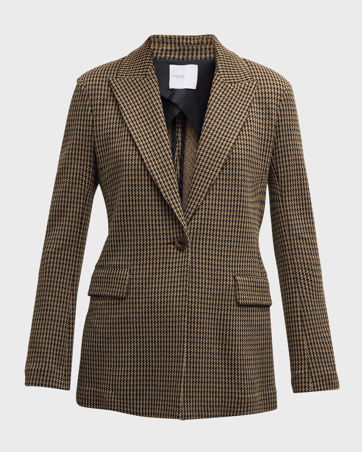 Houndstooth Peak Lapel Blazer