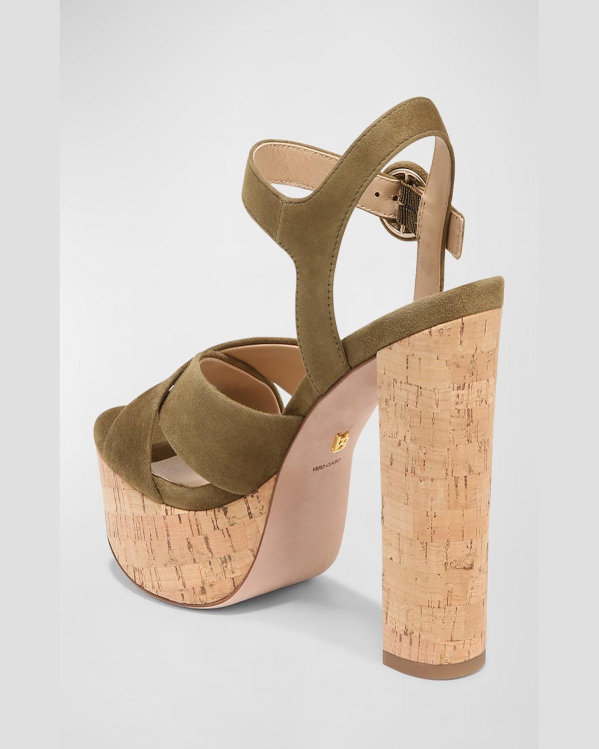 Lucille Suede Crisscross Platform Sandals