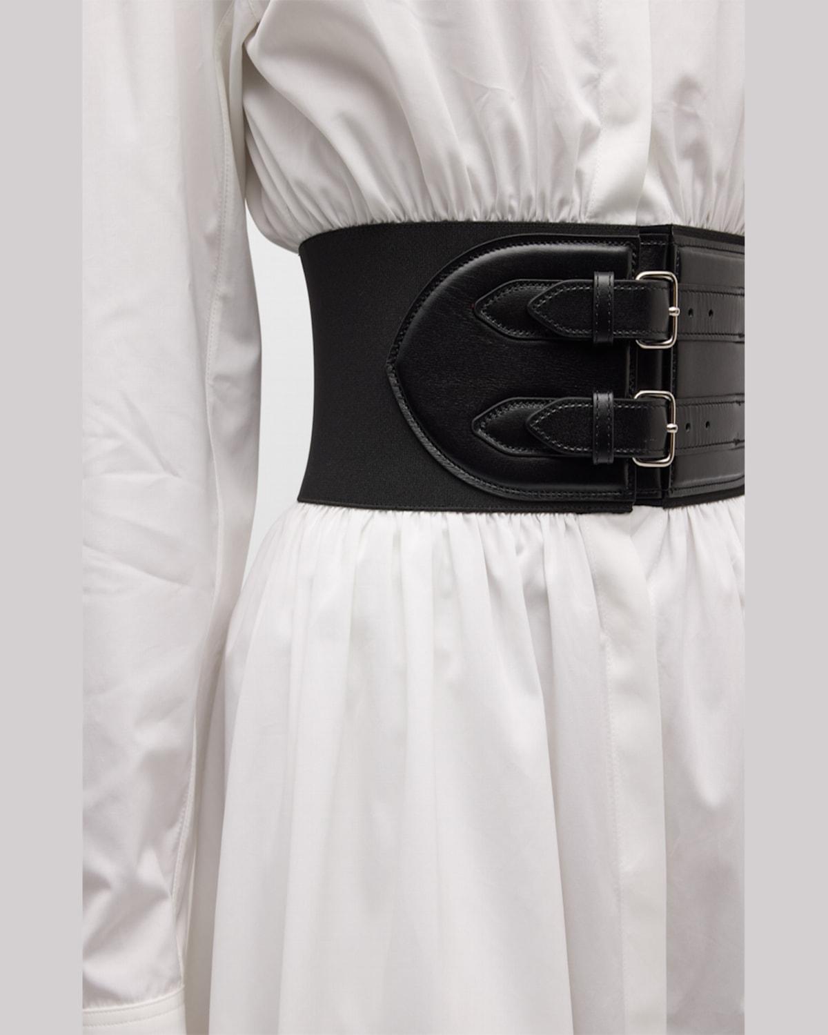 Maxi Button-Front Shirtdress with Leather Belt