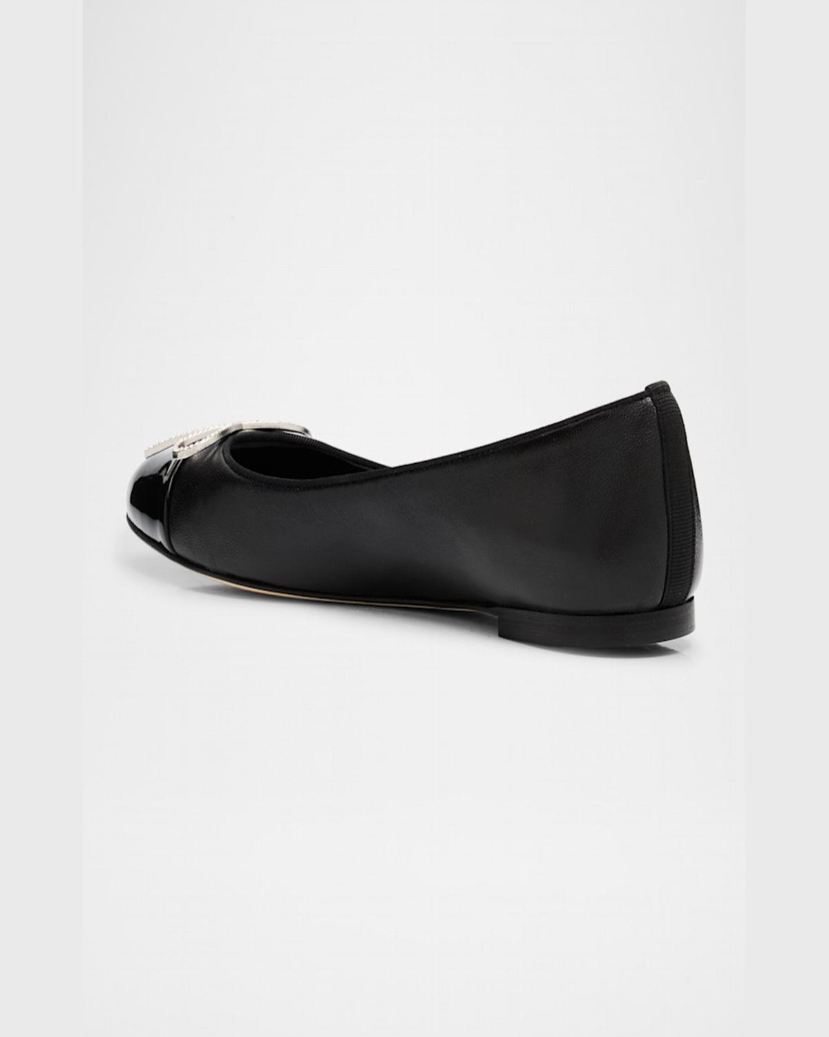 Pirouette Mixed Leather Bow Ballerina Flats