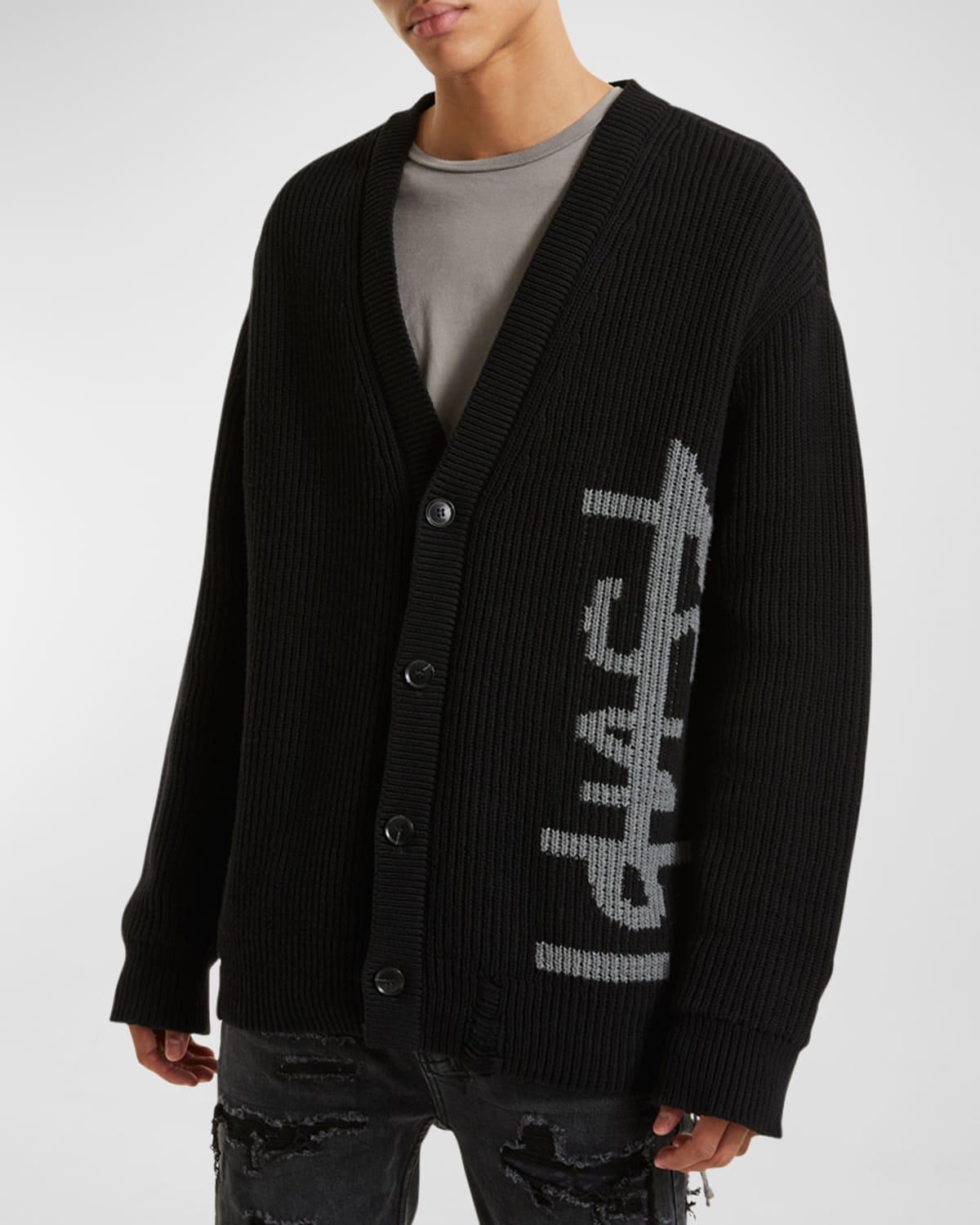 Men's Kinetic Relaxed-Fit Logo Cardigan Sweater