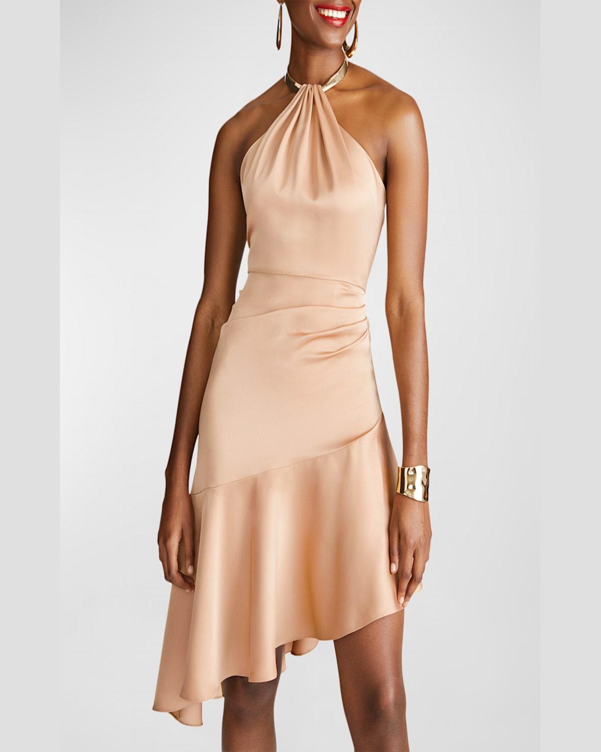 Beverly Satin High-Low Fit & Flare Mini Dress 