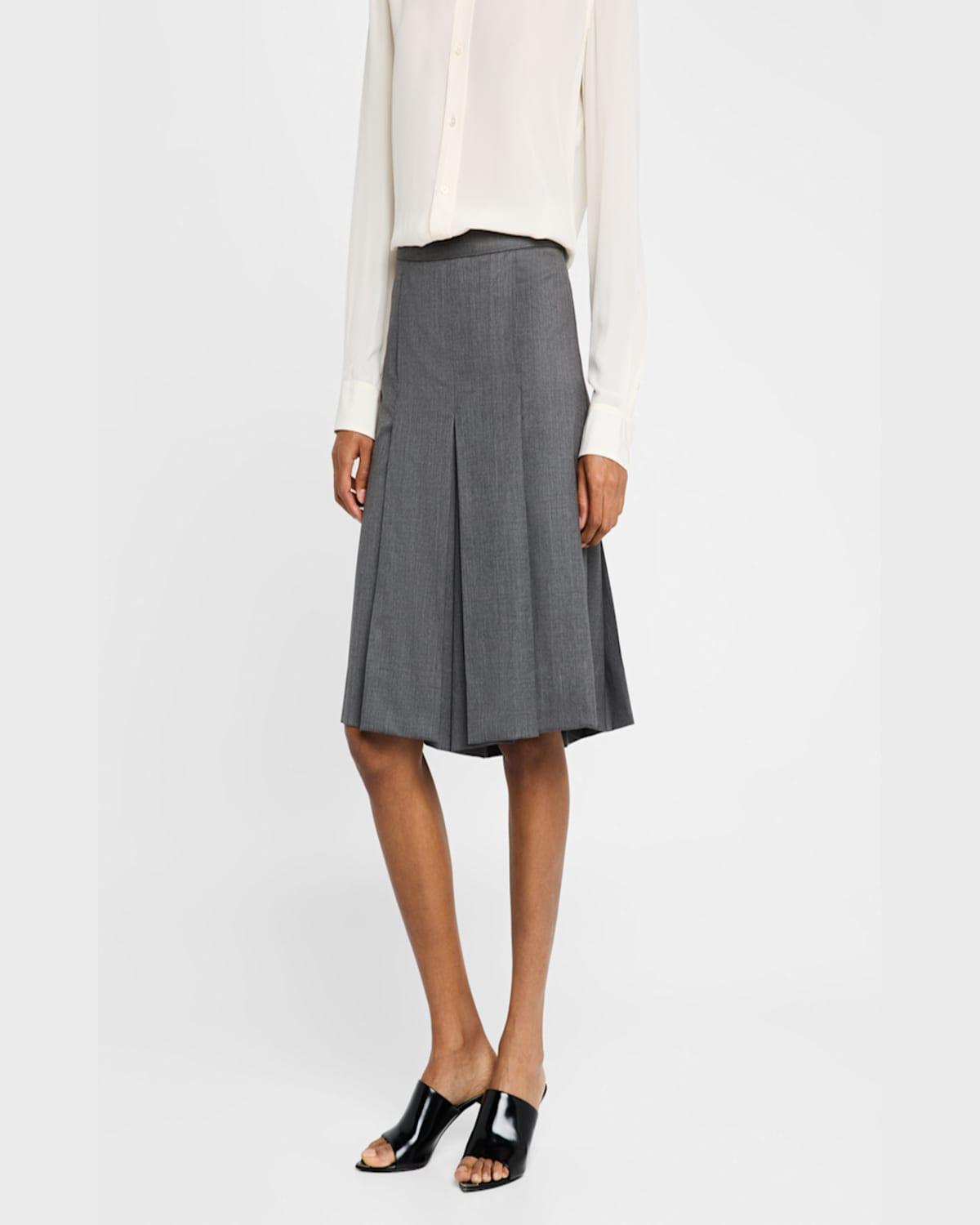 Pleated Wide-Leg Culotte Pants