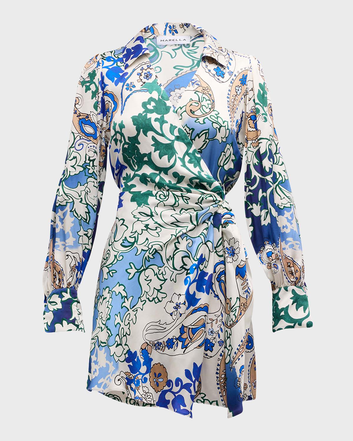 Bina Paisley-Print Mini Wrap Dress