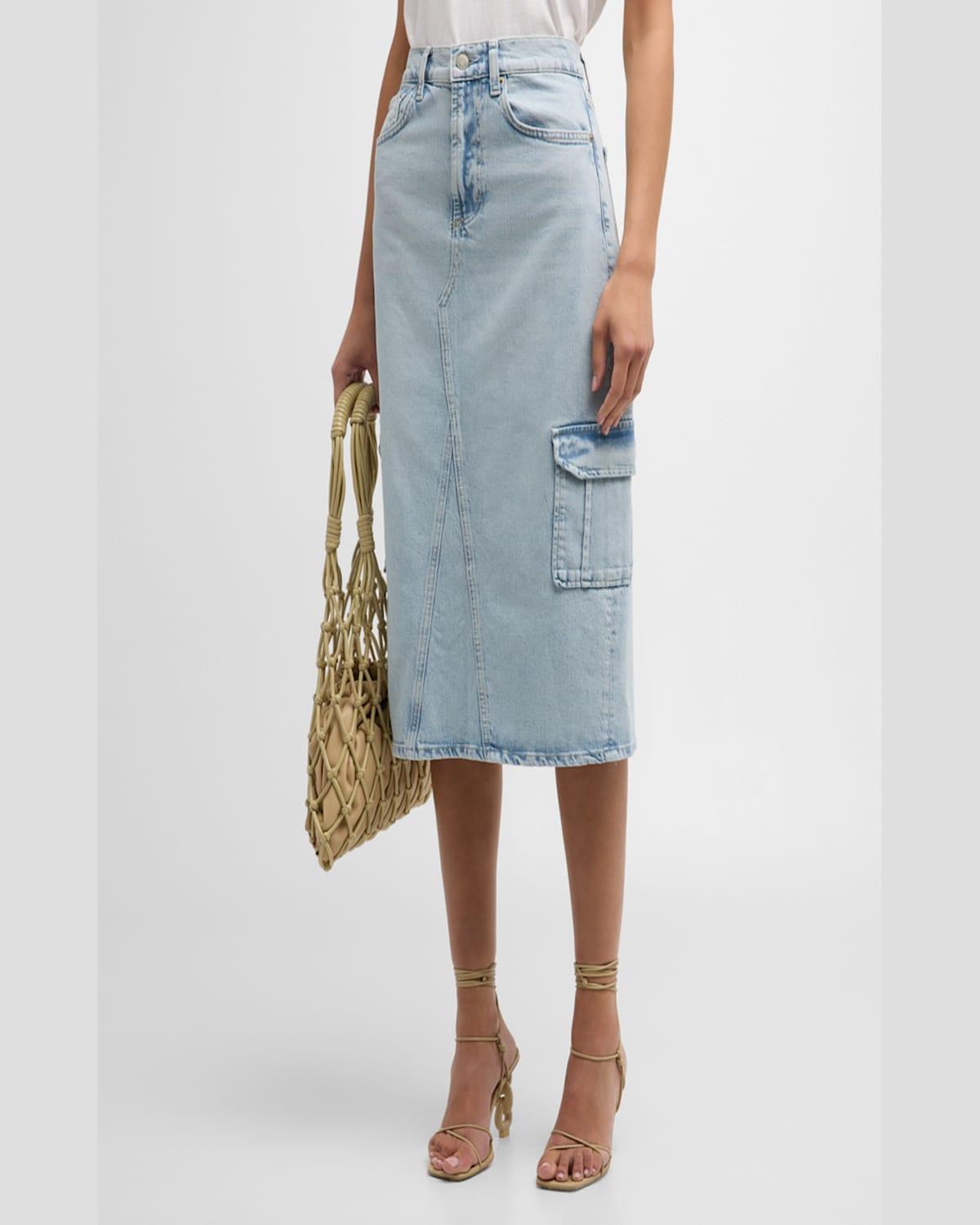 Highland Cargo Denim Midi Skirt 