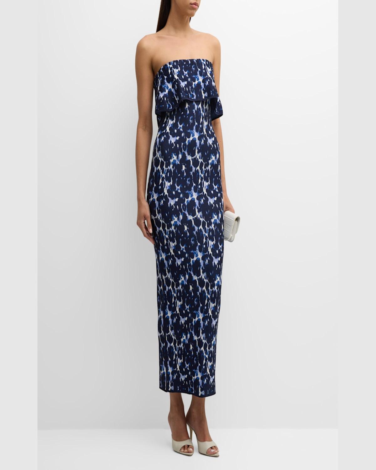 Alexandra Floral Jacquard Foldover Strapless Midi Dress