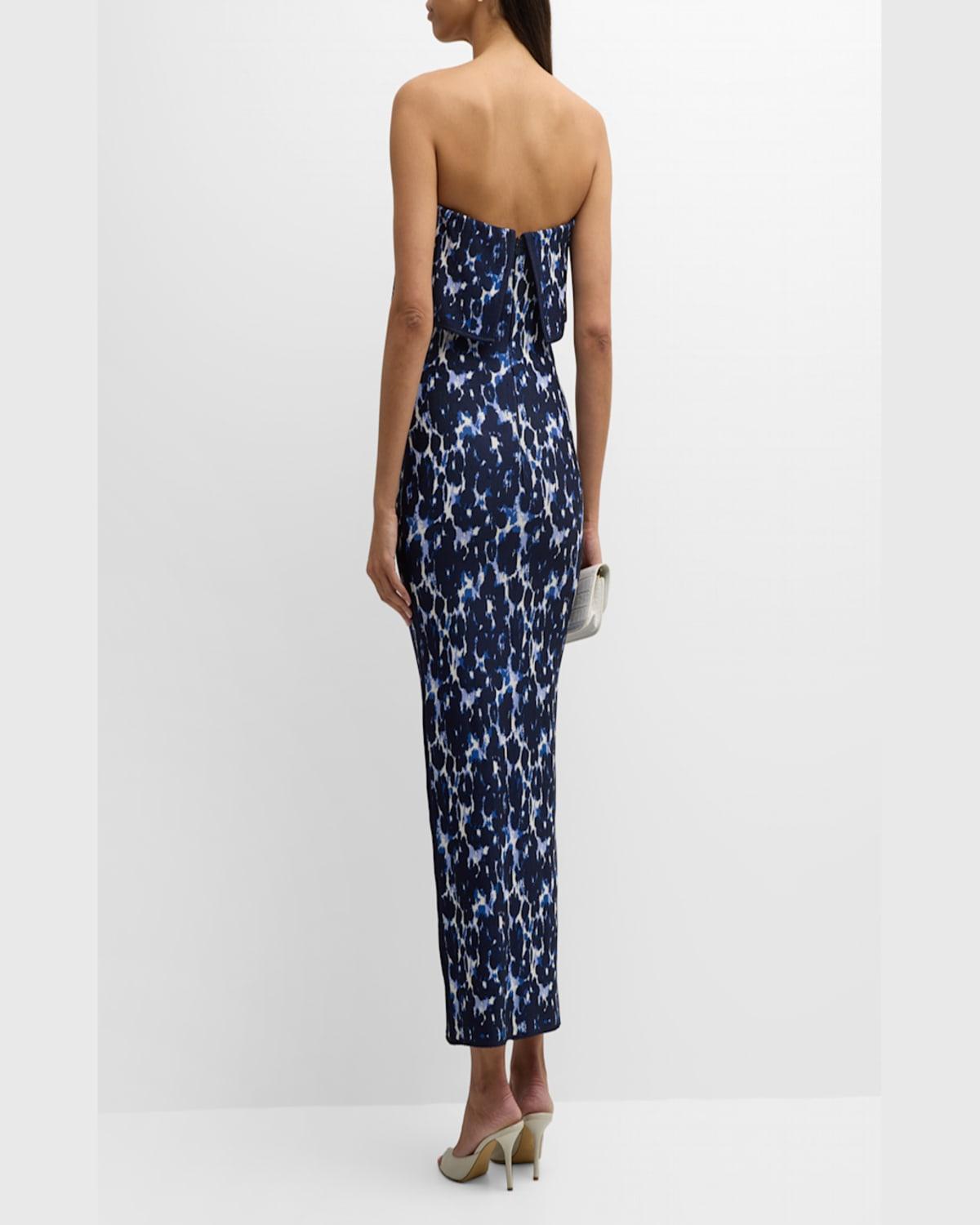 Alexandra Floral Jacquard Foldover Strapless Midi Dress