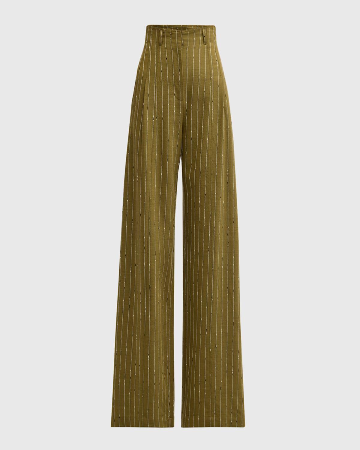 Carine Pinstripe Wool Wide-Leg Pants