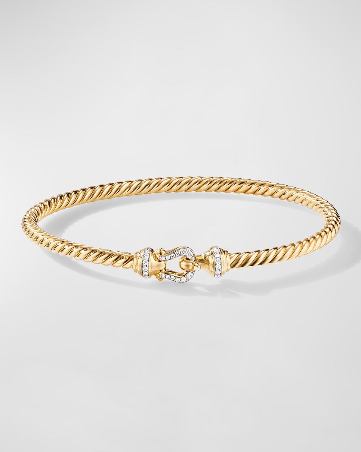 Buckle Bracelet with Diamonds in 18K Gold, 3.5mm