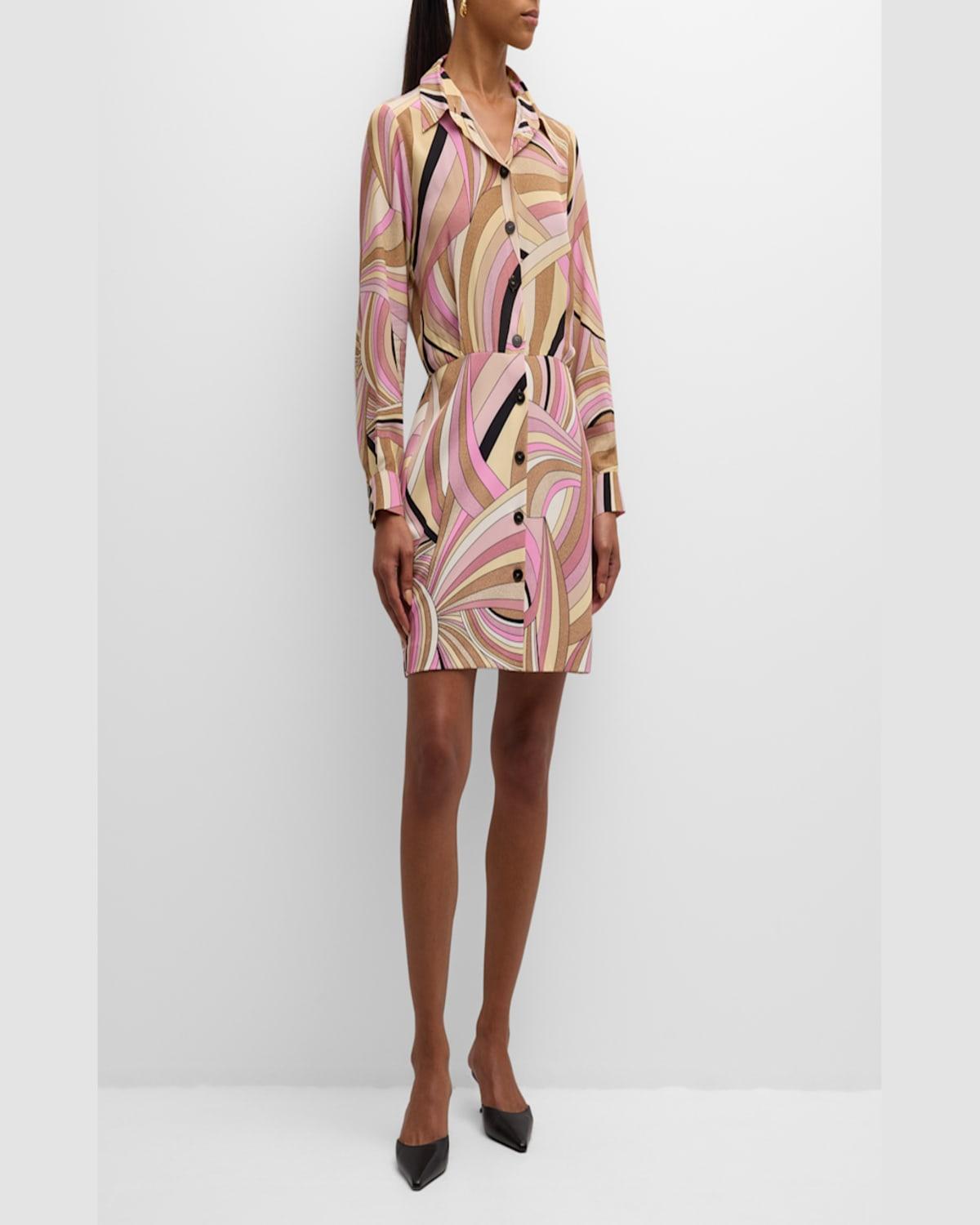 Polline Stripe-Print Mini Shirtdress