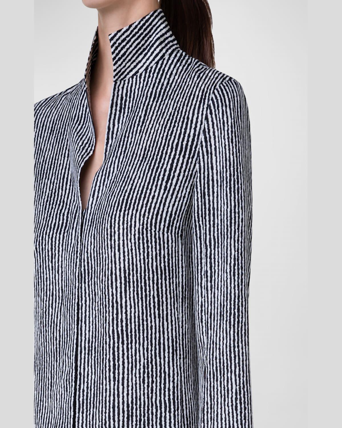 Abstract Stripe High-Low Blouse