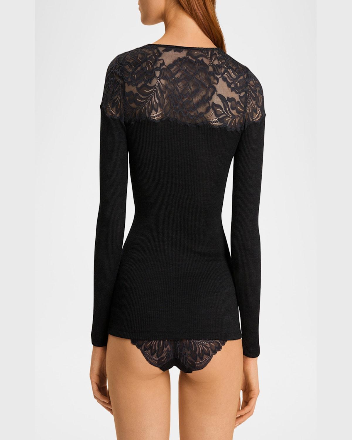 Maria Ribbed Lace-Yoke Shirt