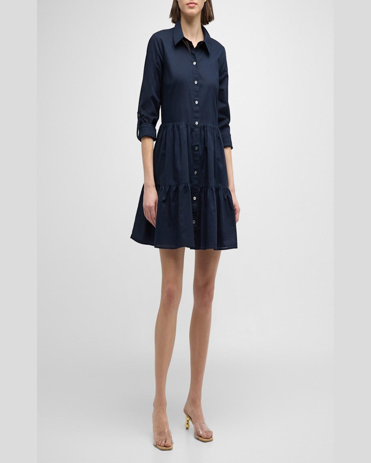 Jemila Button-Front Tiered Shirtdress