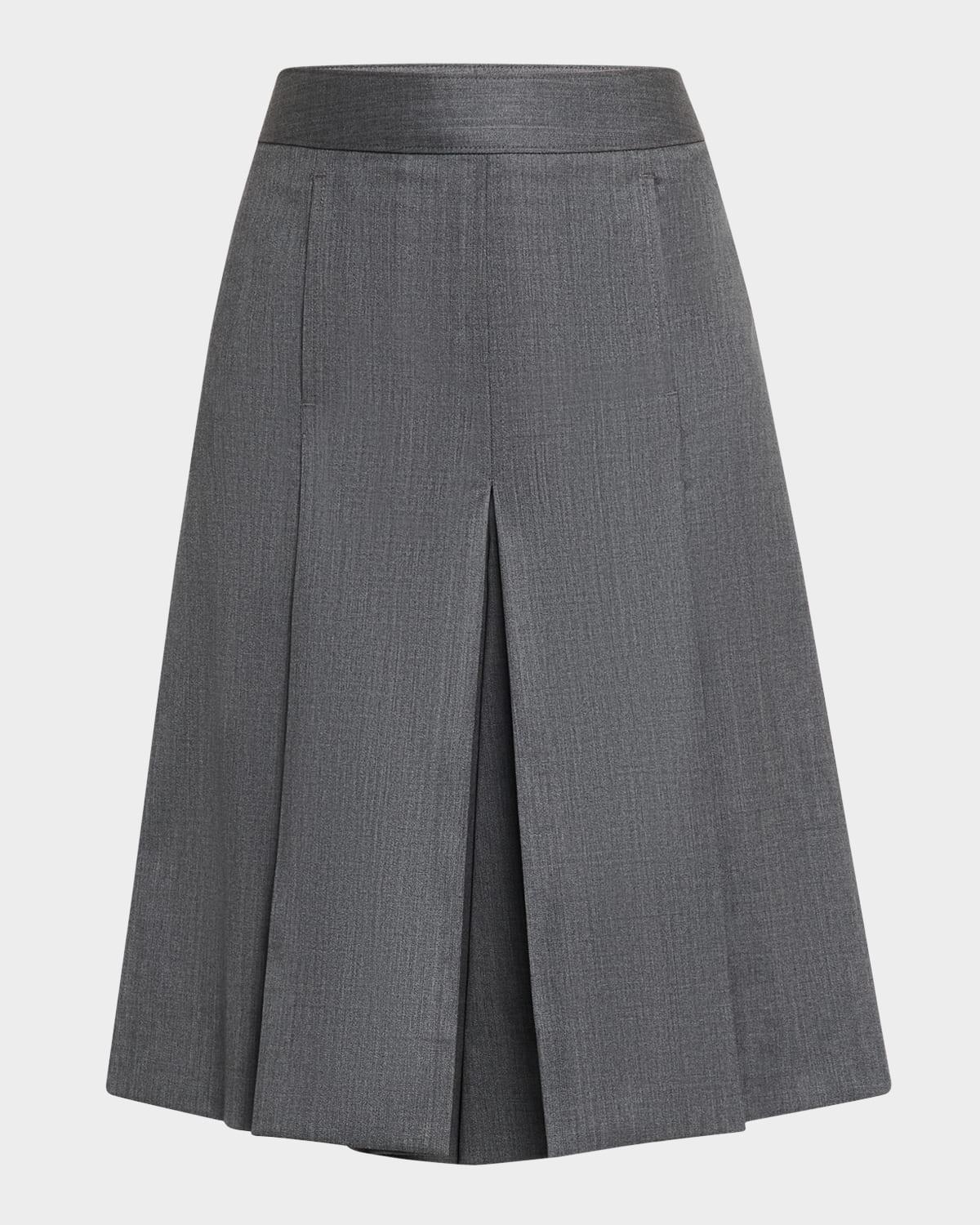 Pleated Wide-Leg Culotte Pants