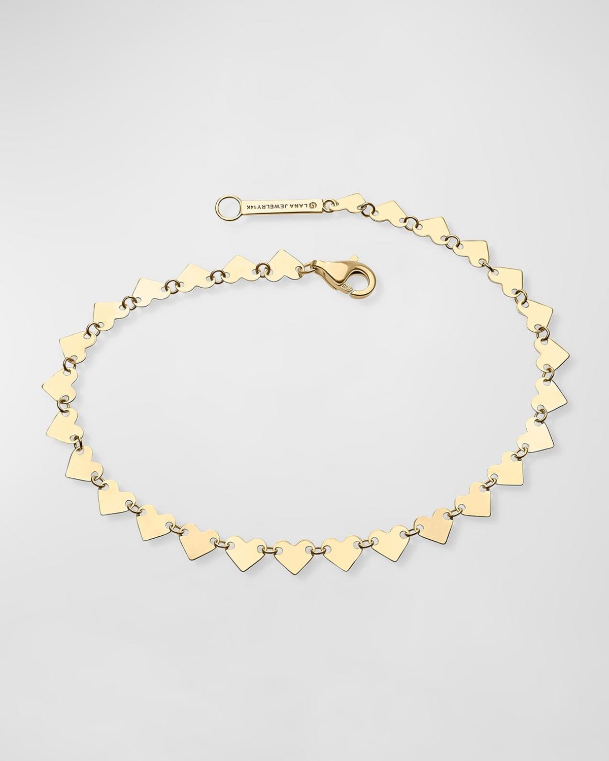 14K Gold Laser Heart Chain Bracelet