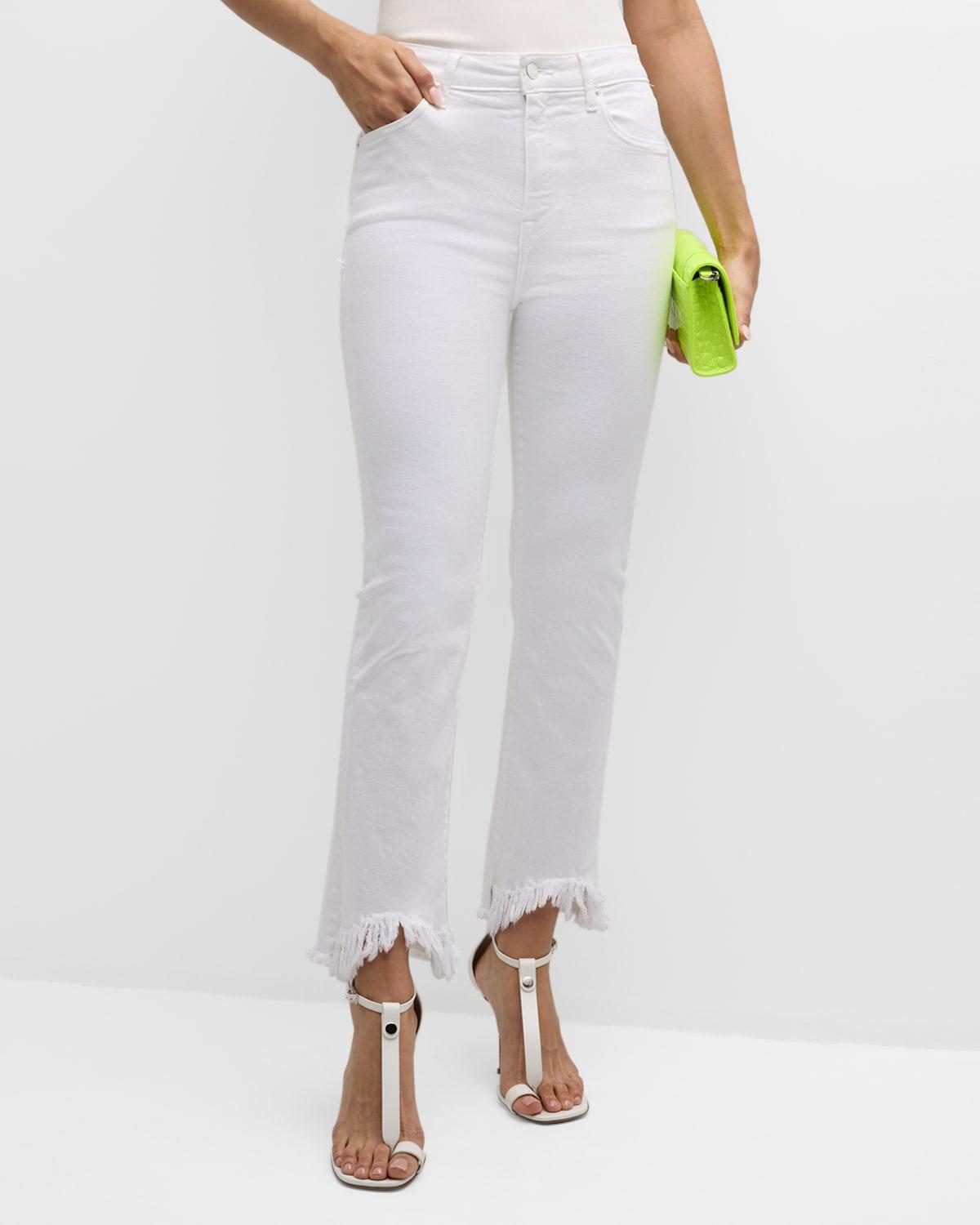 River High-Rise Straight-Leg Frayed Denim Jeans