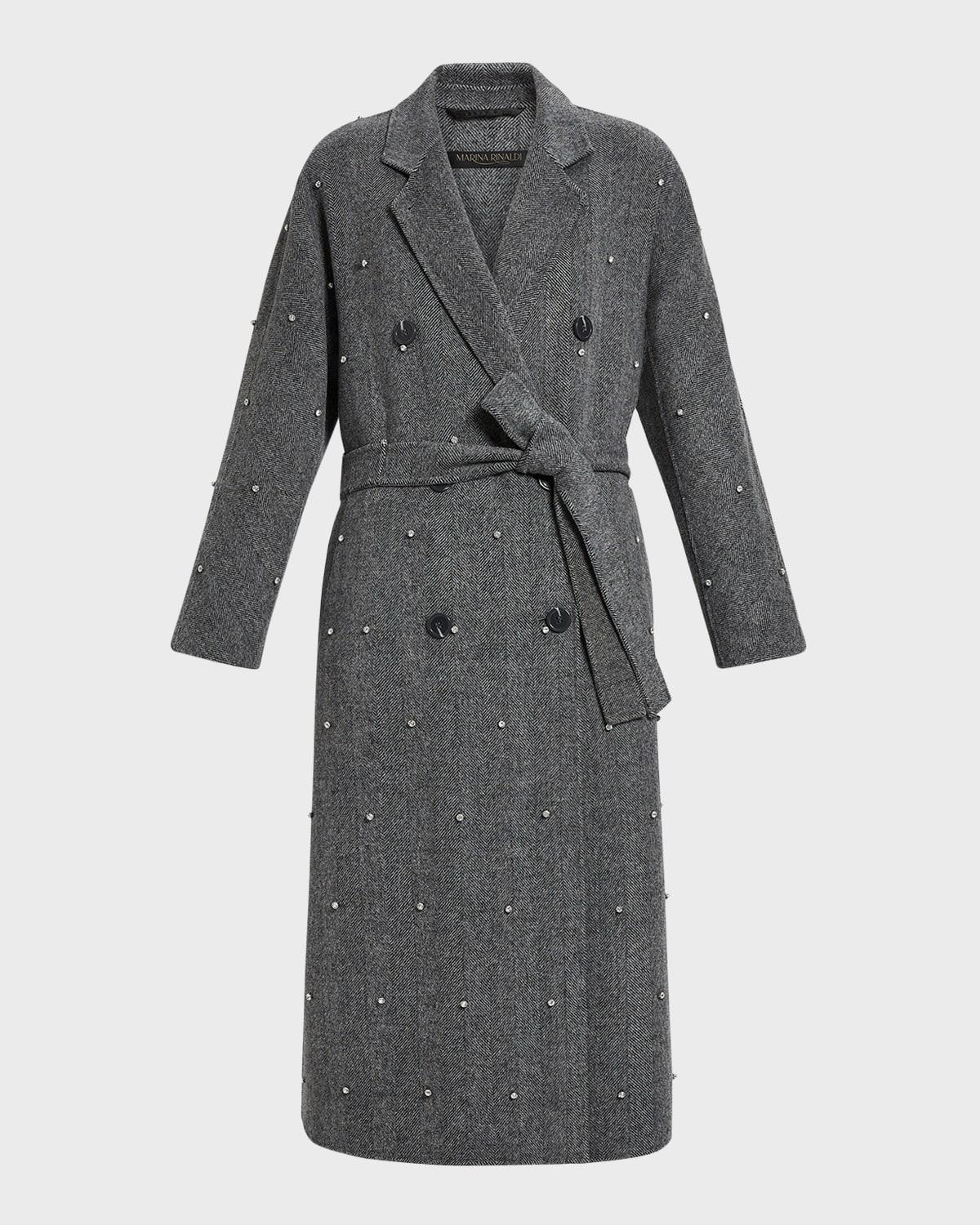 Plus Size Gary Herringbone Rhinestone Coat