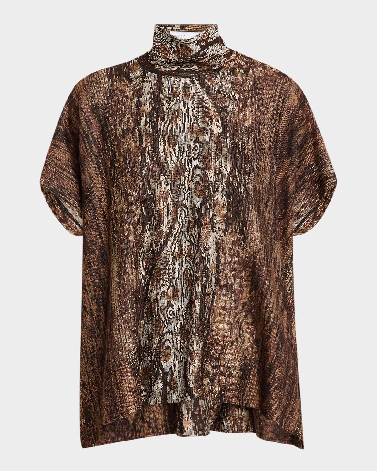 Woodgrain Turtleneck Caftan Top