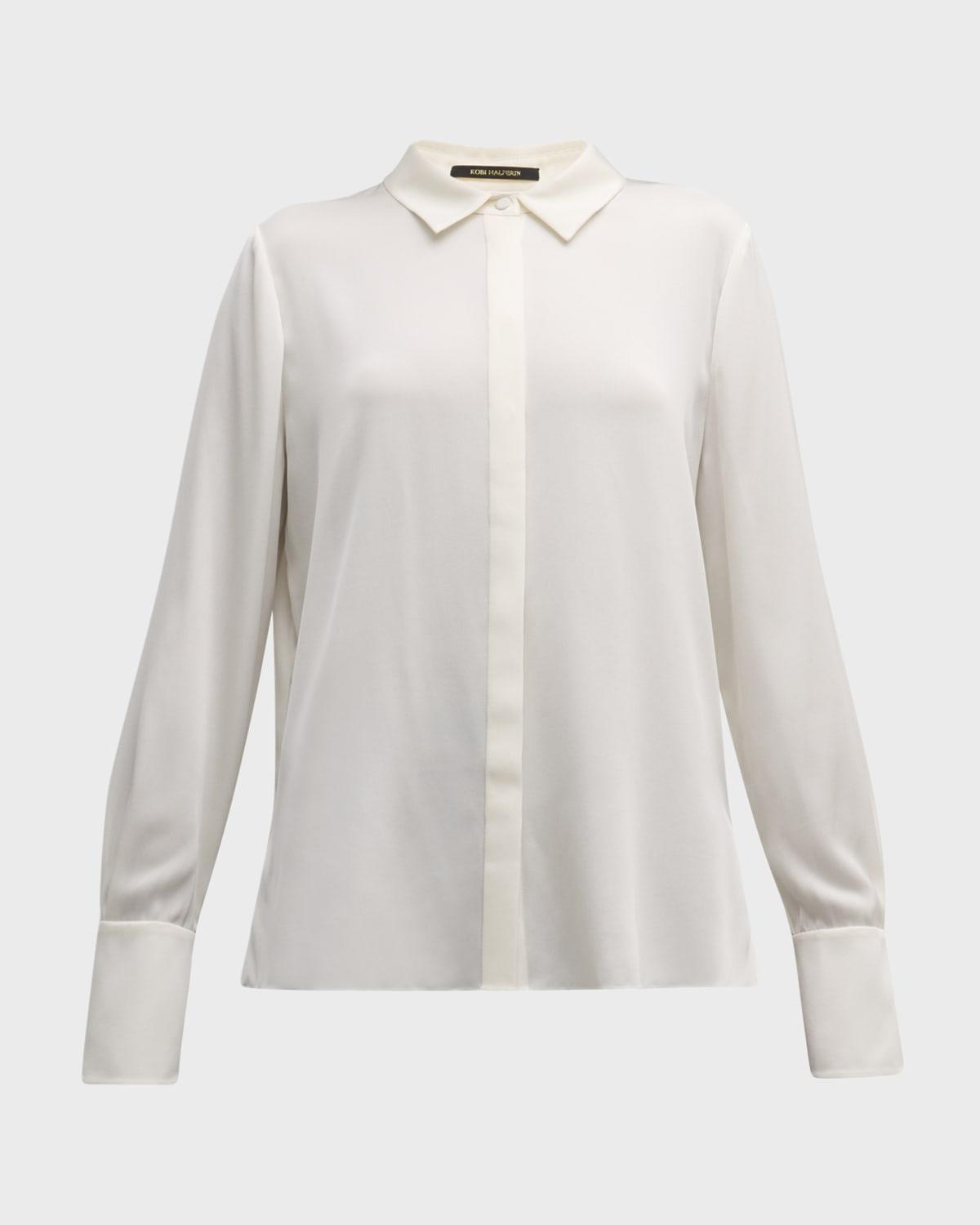 Larissa Split-Cuff Button-Down Blouse