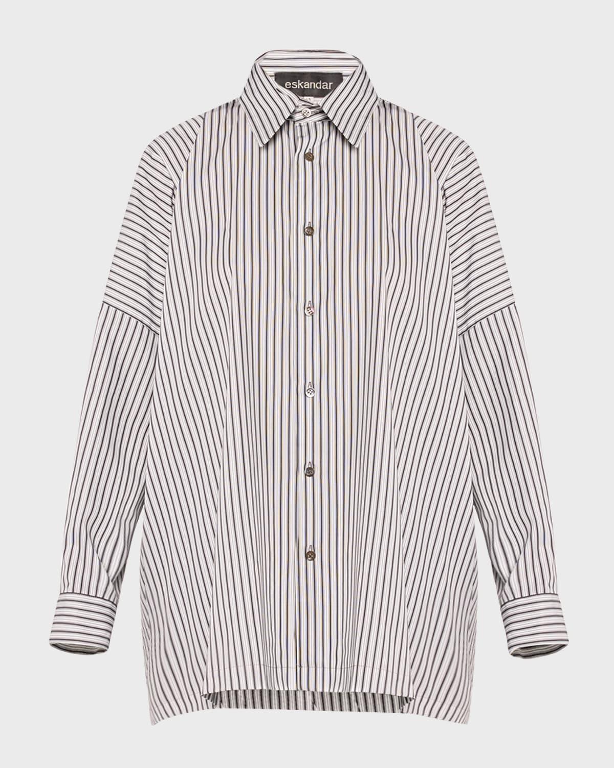 Wide Longer Back Shirt with Stripes