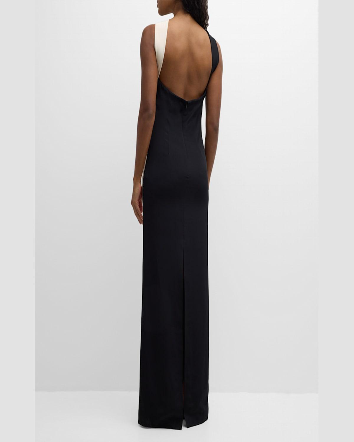 Contrast Silk Maxi Dress