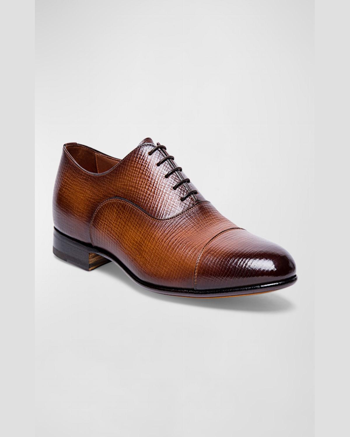 Men's Darian Textured Leather Oxfords