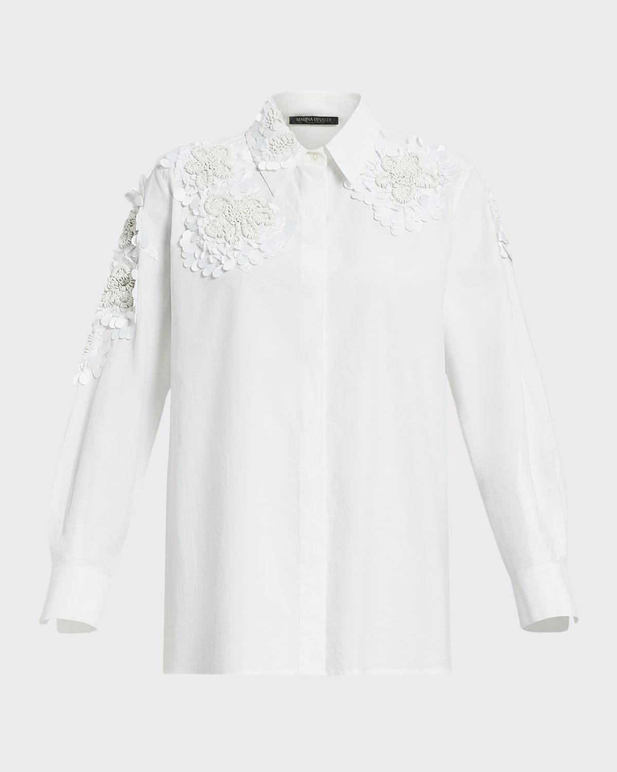 Plus Size Fetta Beaded Floral Applique Blouse