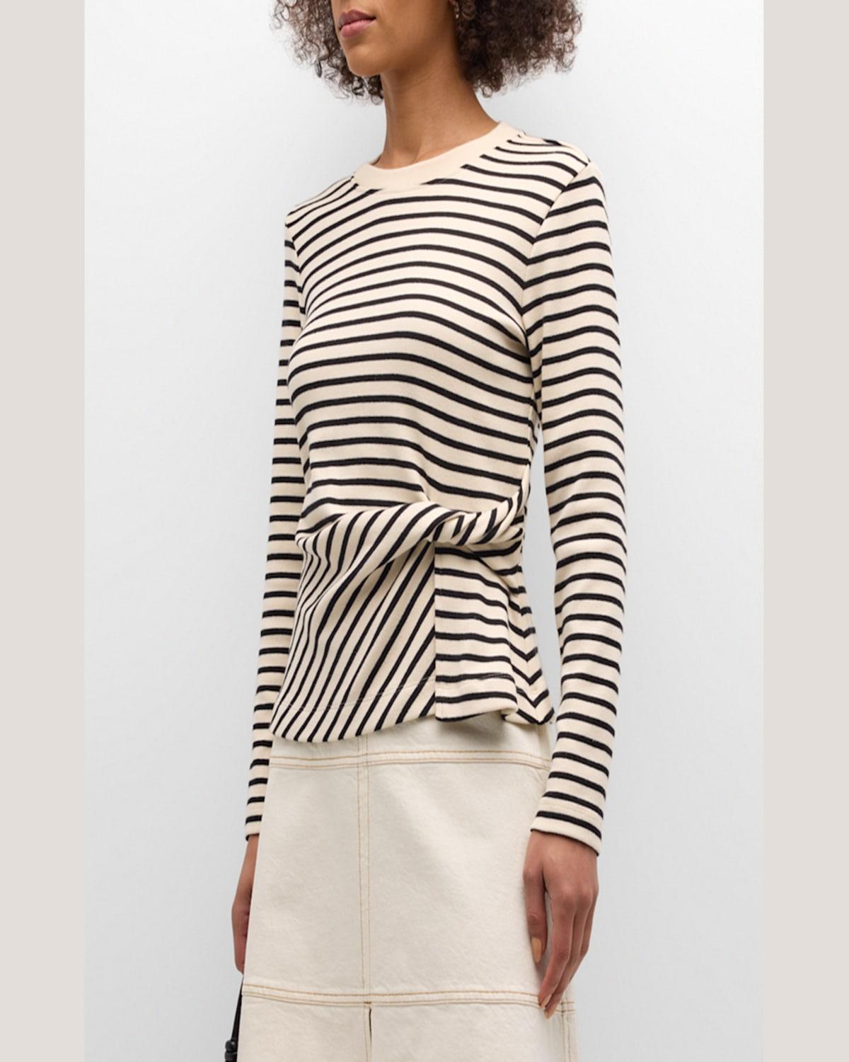 Carlita Twisted Stripe Organic Cotton Long-Sleeve Top