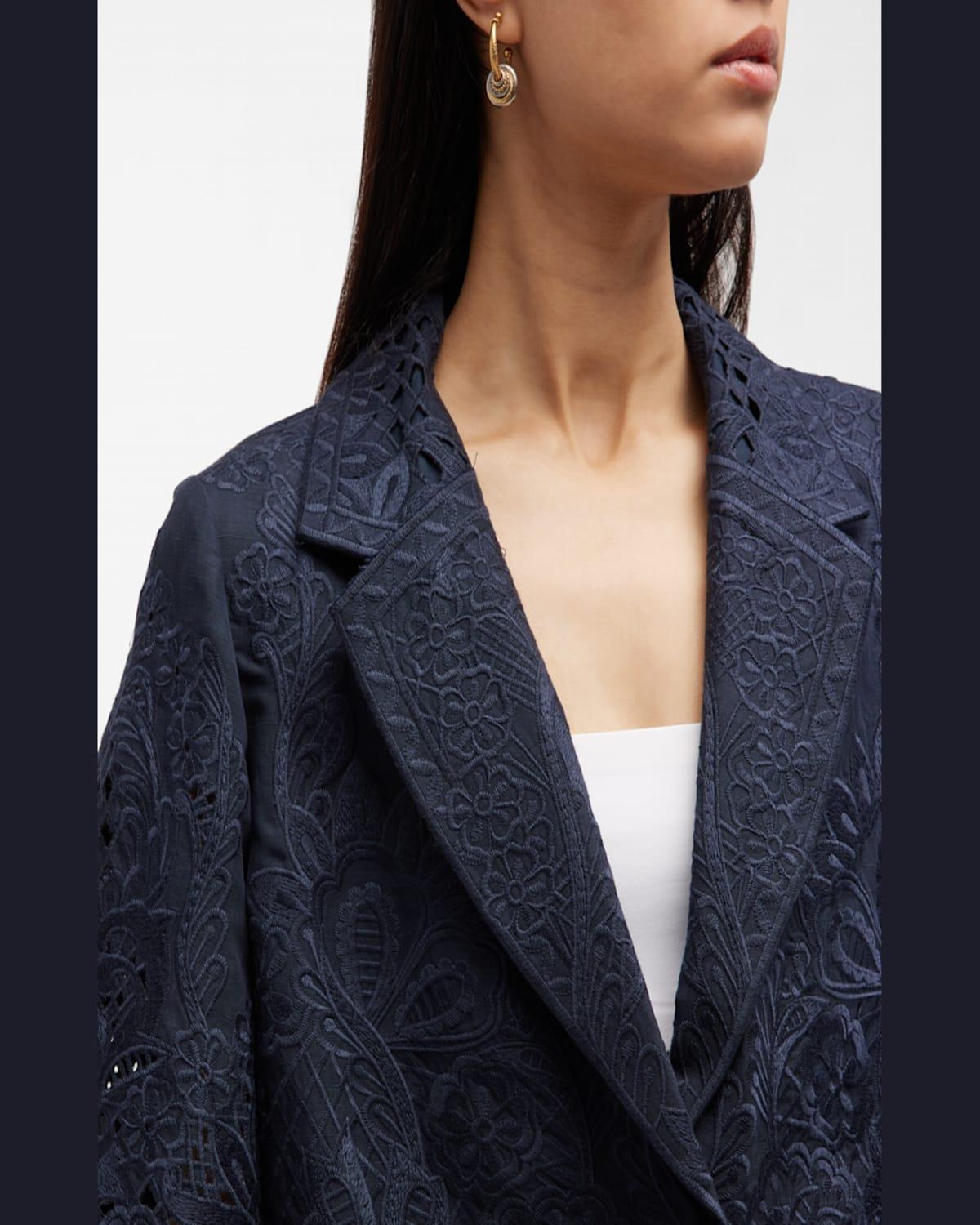 Pryce Floral-Embroidered Eyelet Jacket