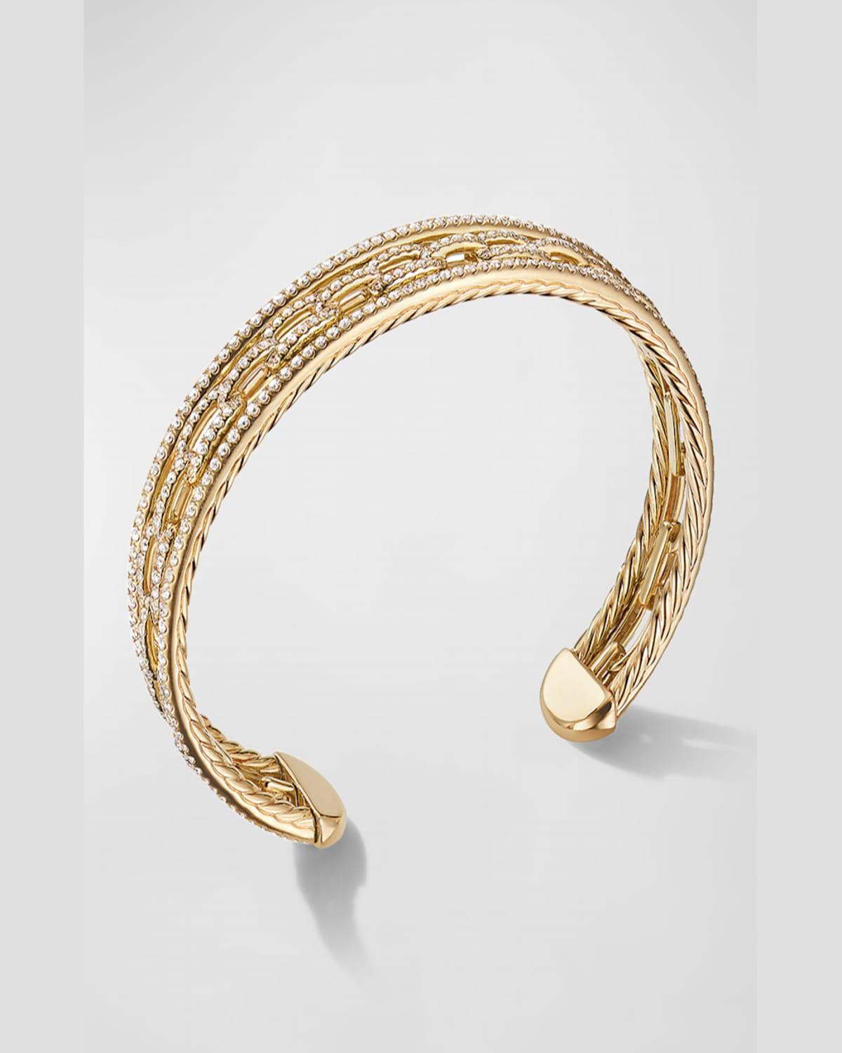 Stax 18k Yellow Gold Diamond 3-Row Bracelet