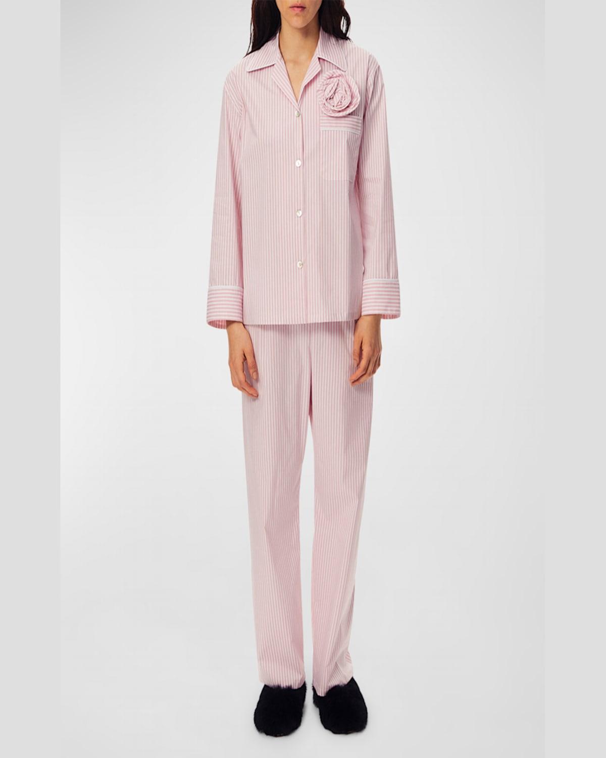 The Rose Striped Cotton Pajama Set