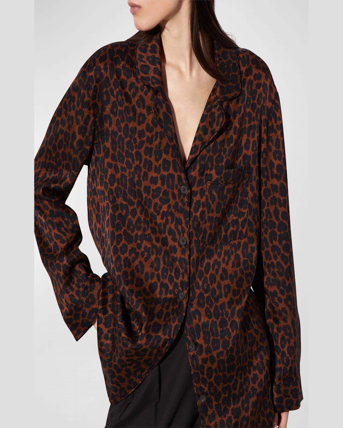 Iris Leopard-Print Button-Front Shirt