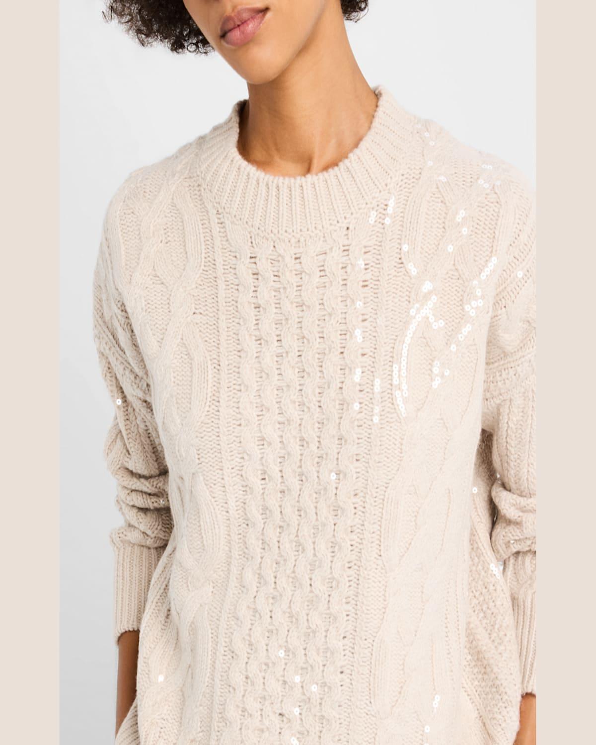 Wirth Sequined Cable Wool Sweater