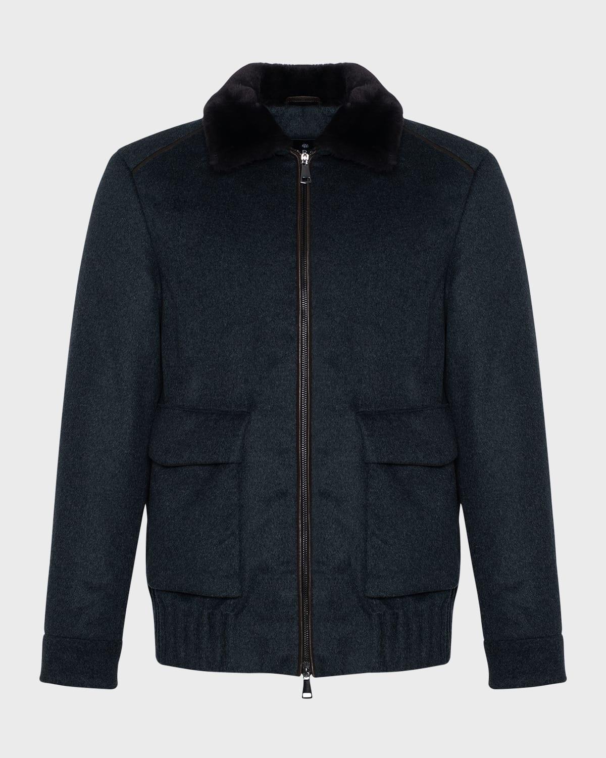 Men's Select Fabric Jacket with Merino Shearling Lamb Collar