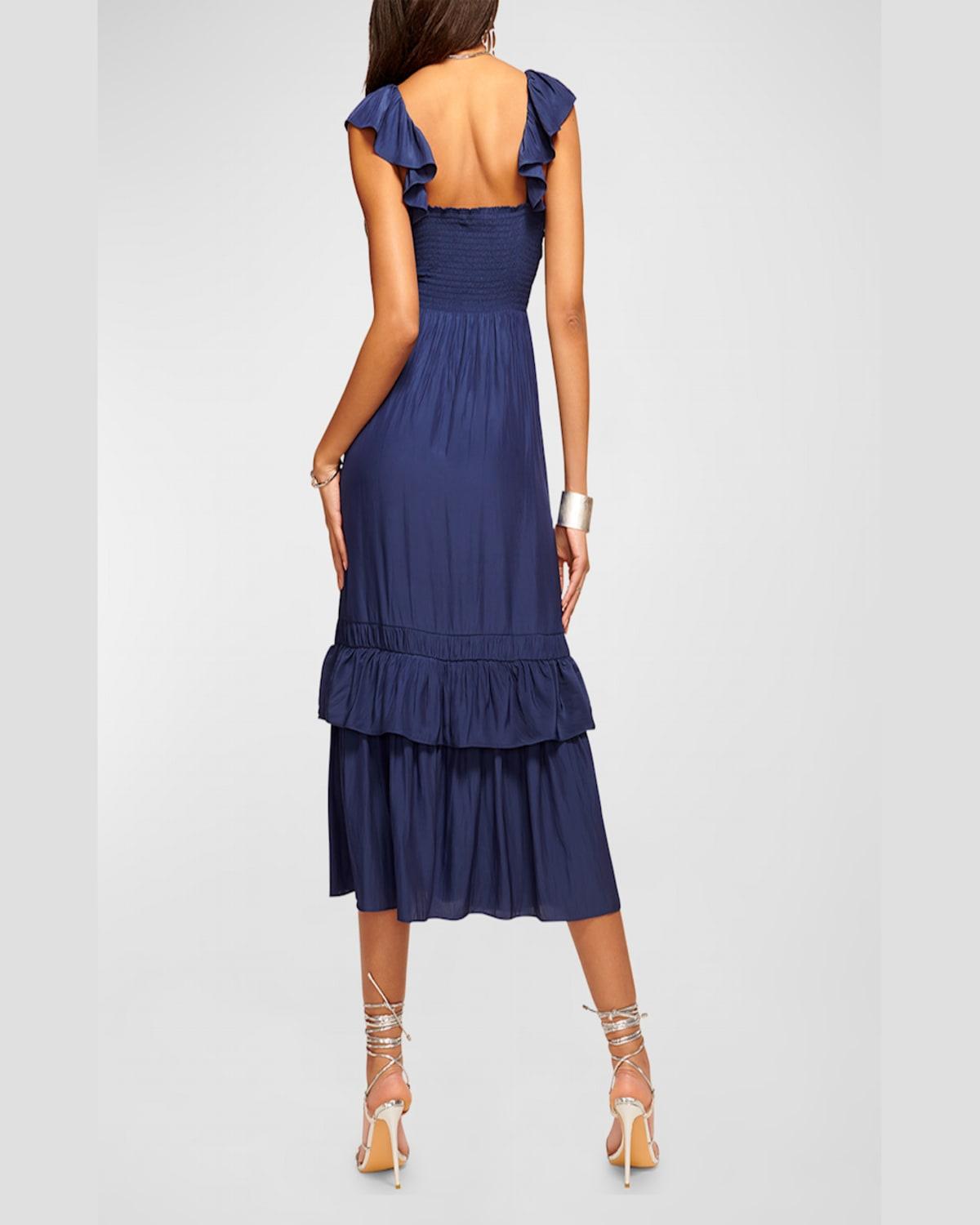 Nelly V-Neck Pleated Midi Empire Dress