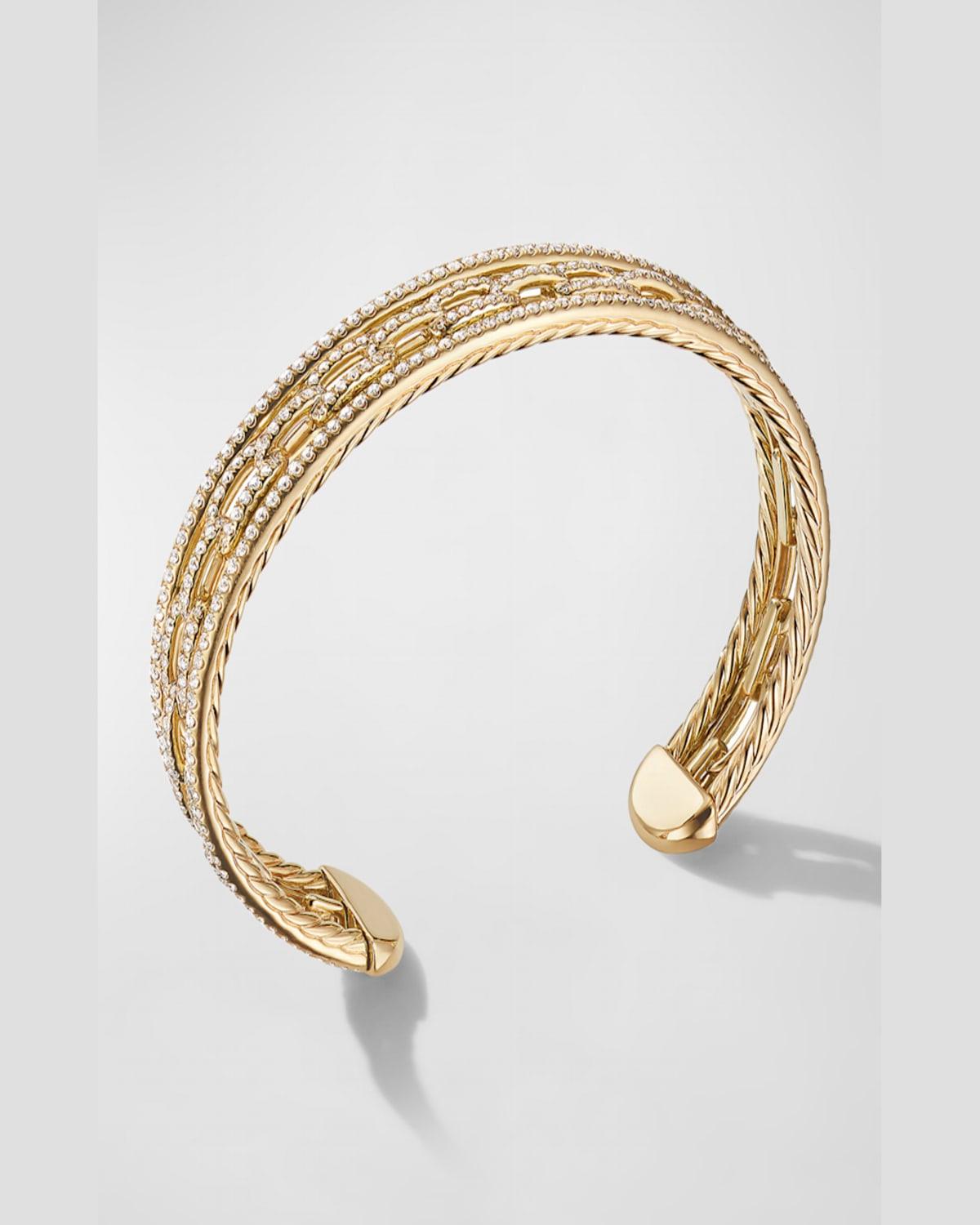 Stax 18k Yellow Gold Diamond 3-Row Bracelet