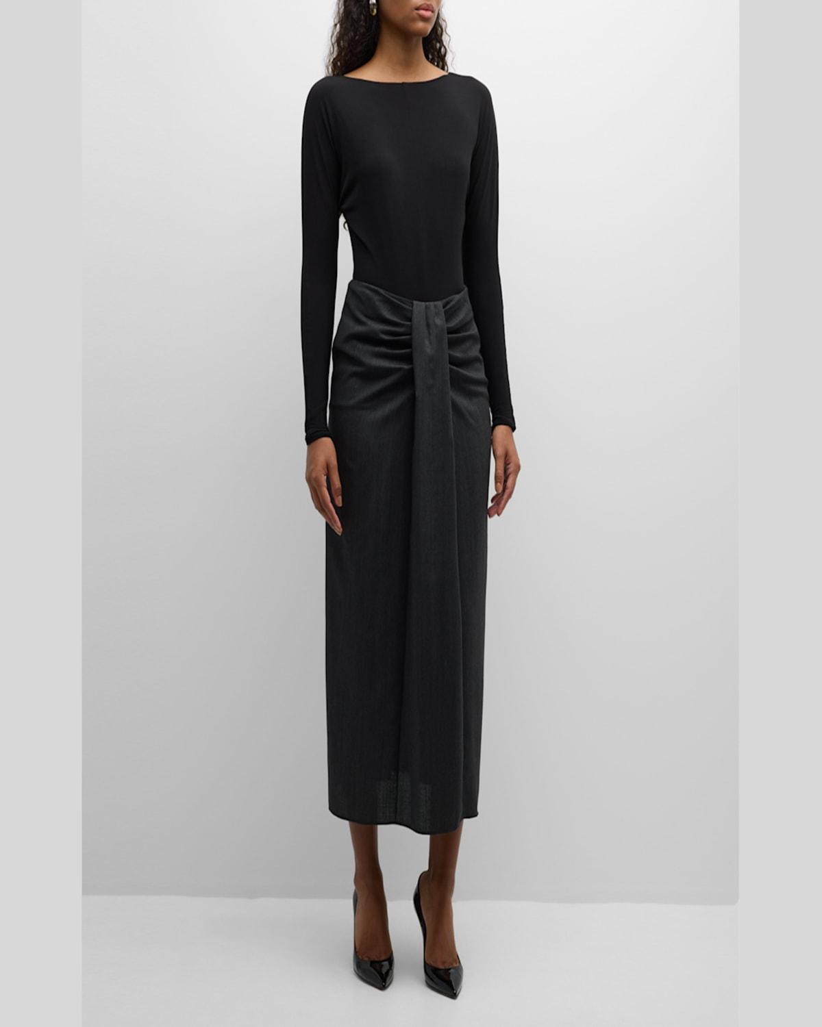 Remote2 Draped Straight Midi Skirt