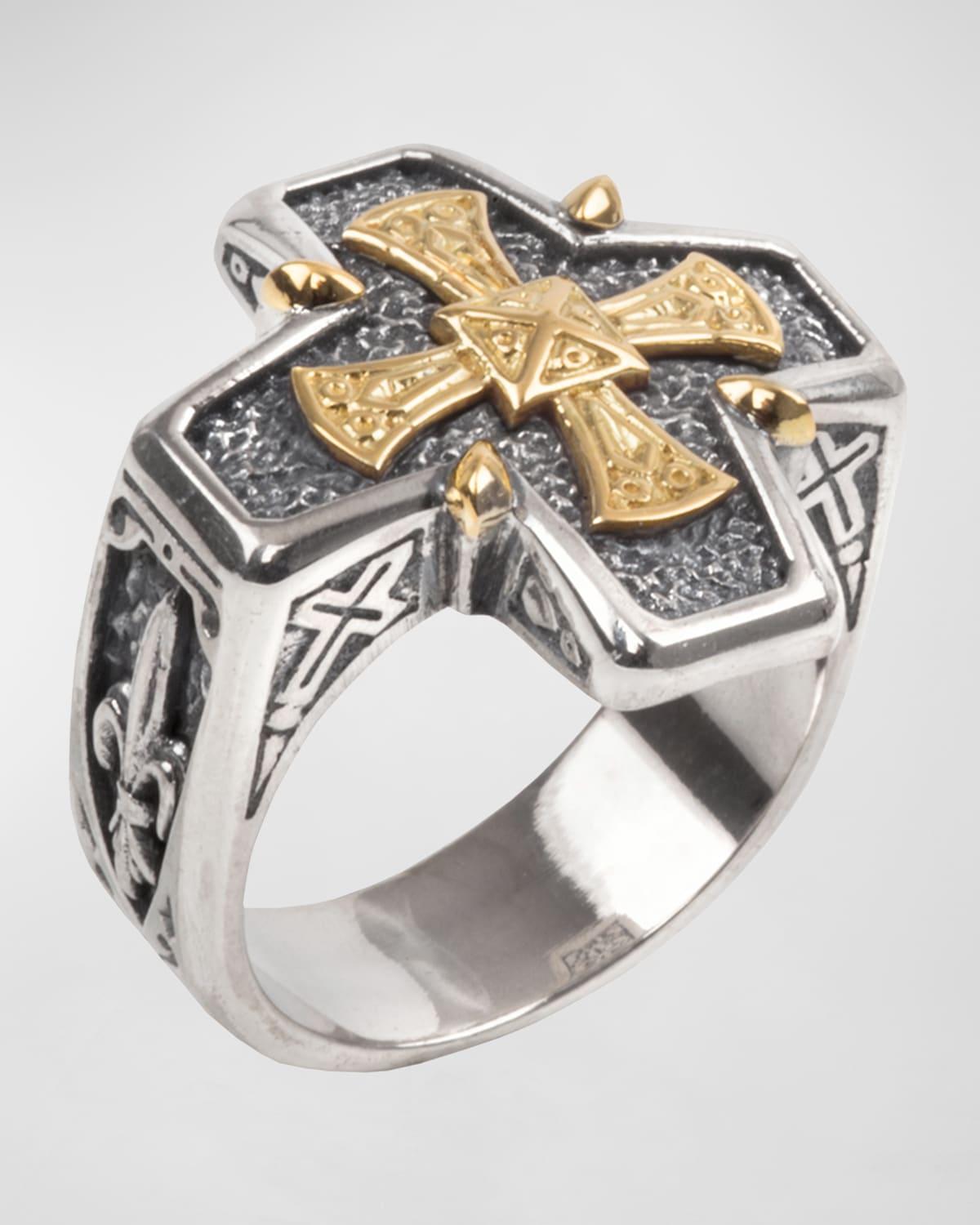 Men's Stavros 18k Gold Cross Ring