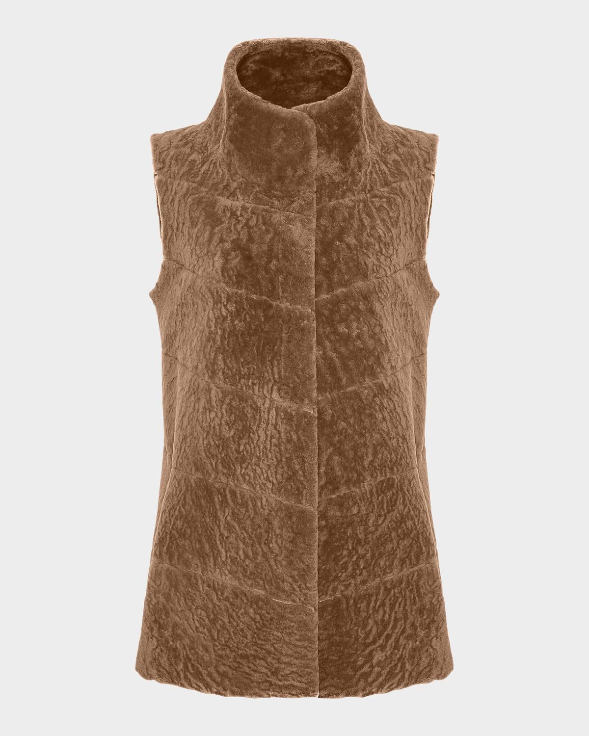 Reversible Textured Lamb Shearling Vest