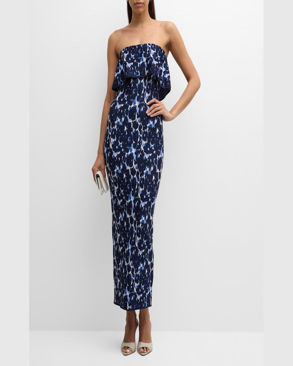 Alexandra Floral Jacquard Foldover Strapless Midi Dress