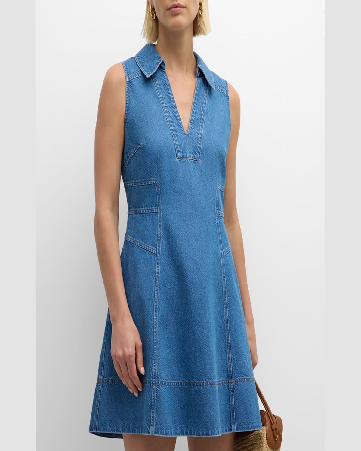 Reinata Denim Sleeveless V-Neck Mini Dress