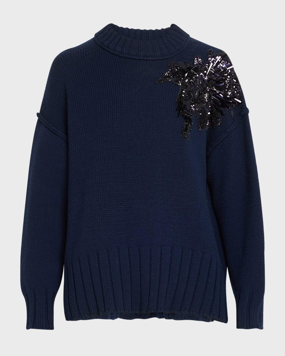 Pincushion Embellished Wool Sweater