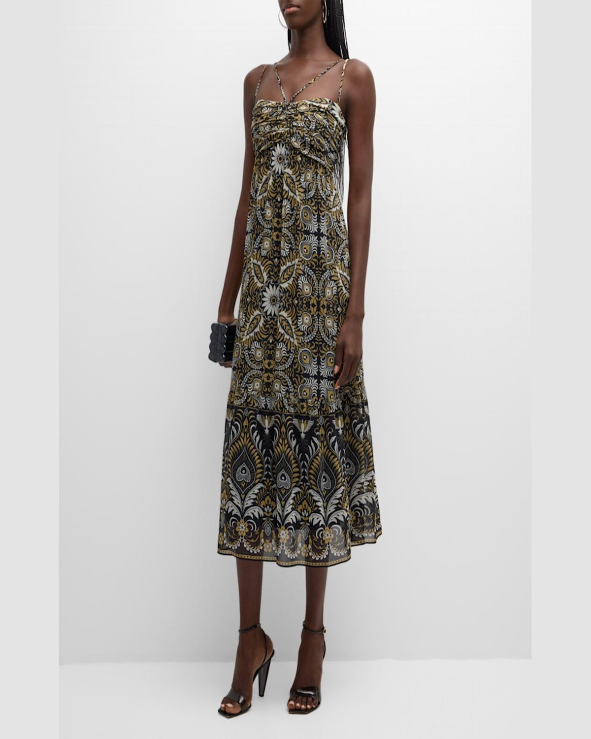 Arya Pleated Floral-Print Midi Dress