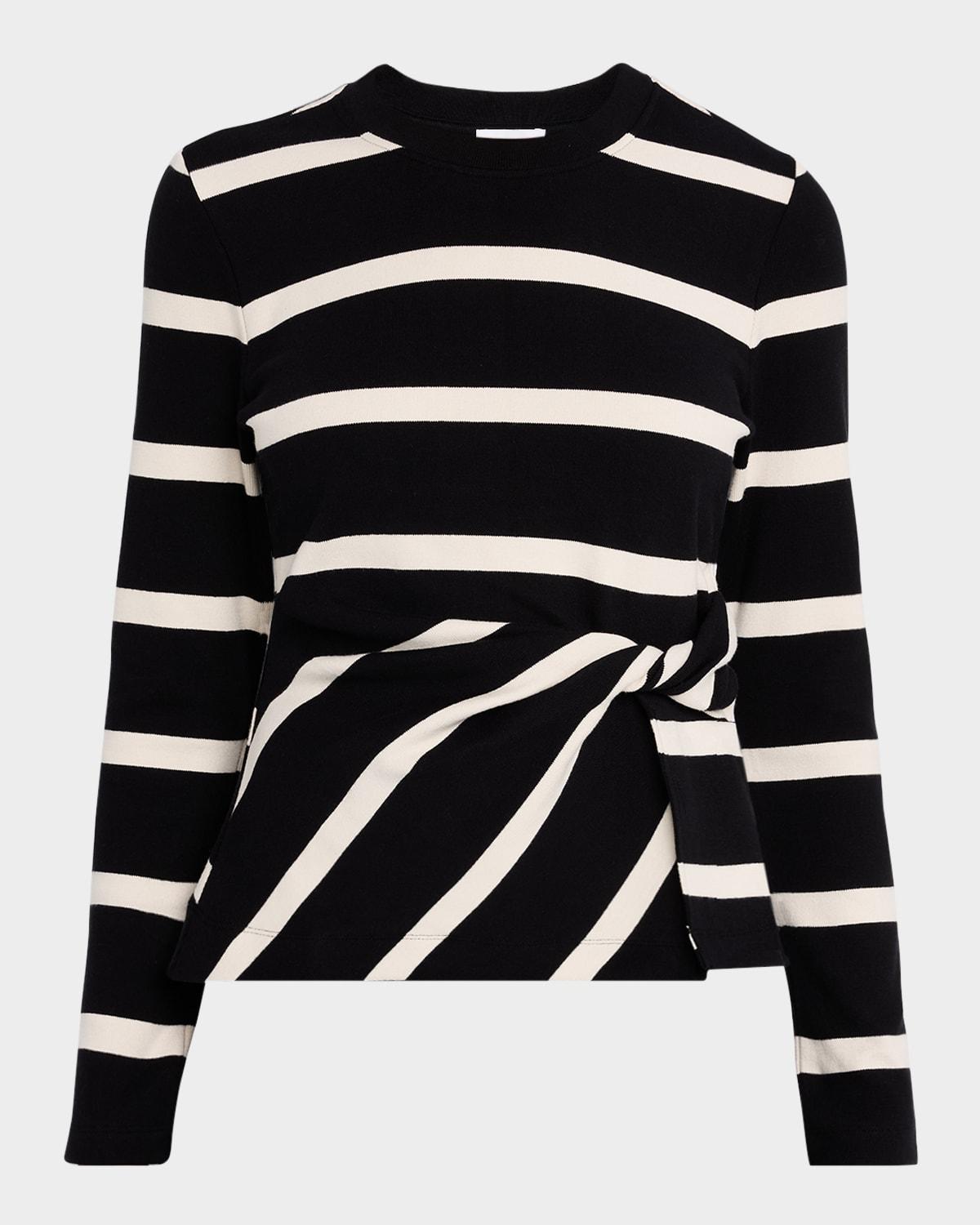 Carlita Twisted Stripe Organic Cotton Long-Sleeve Top