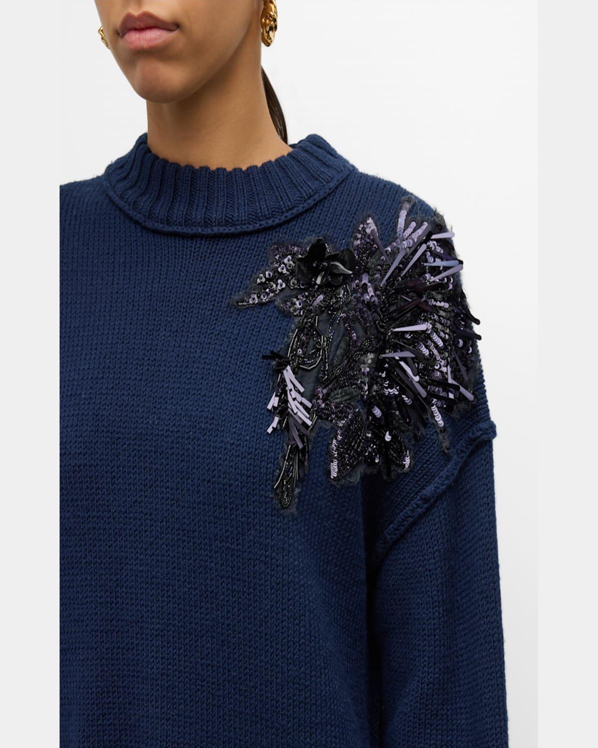 Pincushion Embellished Wool Sweater