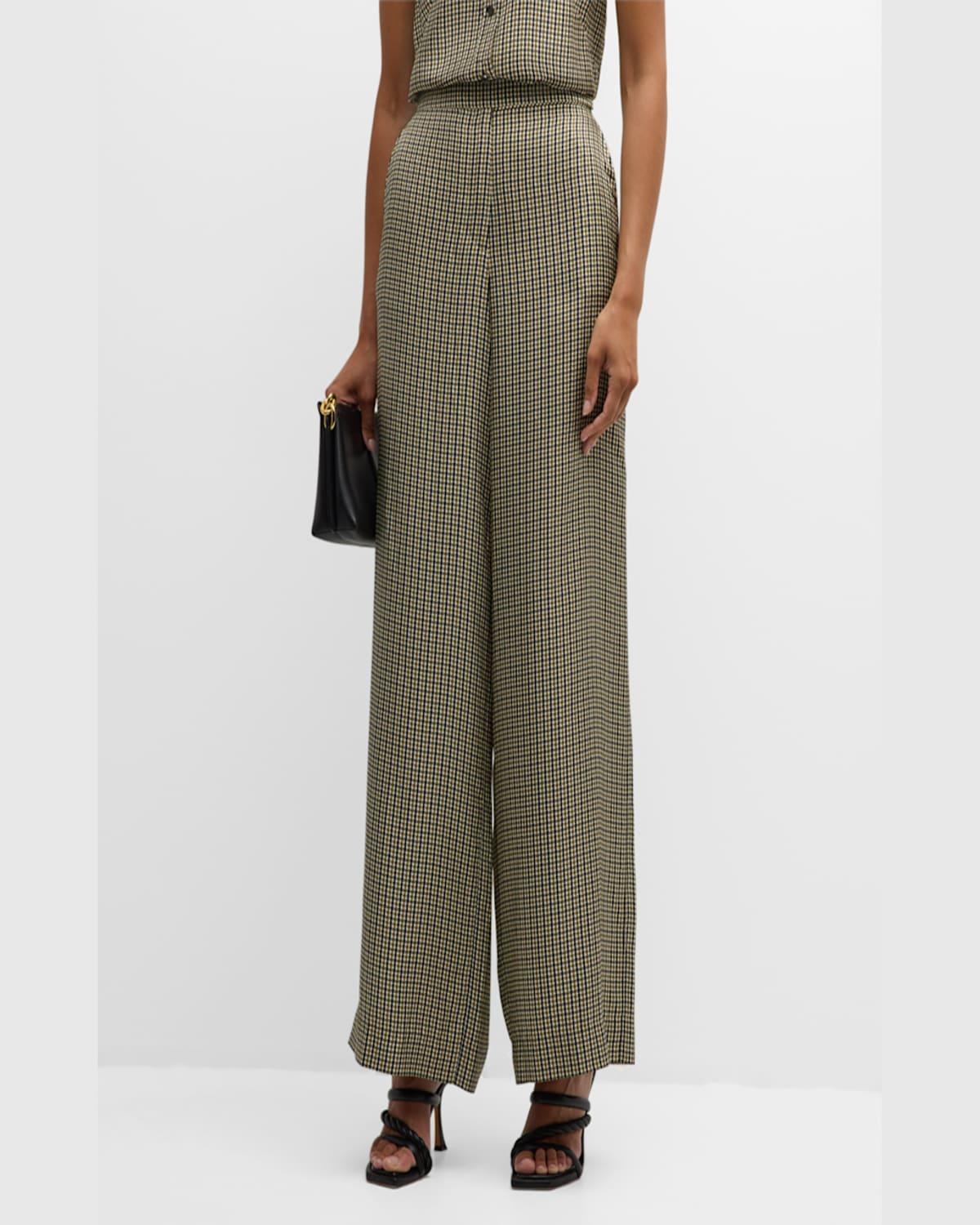 Checked Coolness Wide-Leg Houndstooth Pants