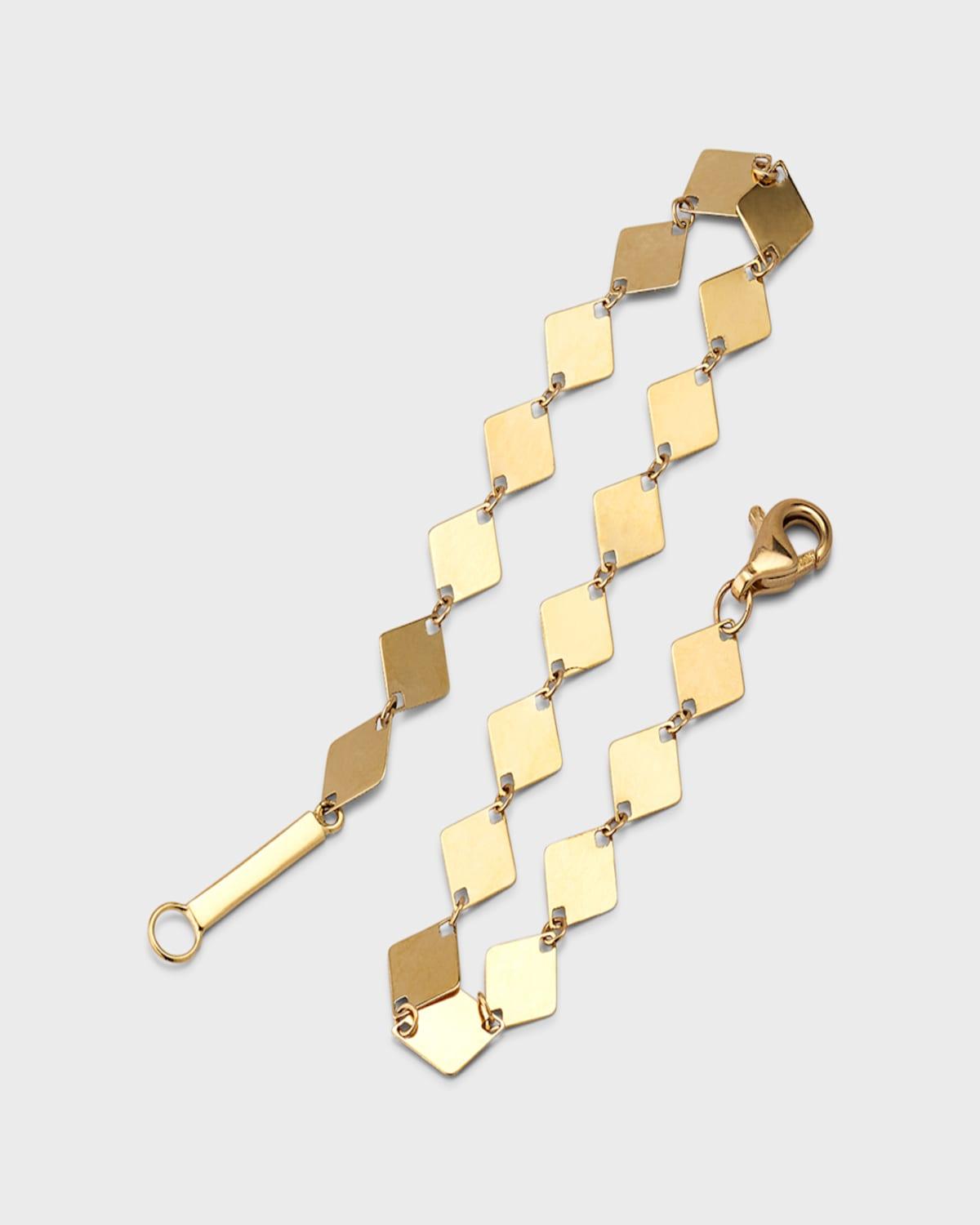 14K Yellow Gold Single Strand Laser Kite Chain Bracelet 