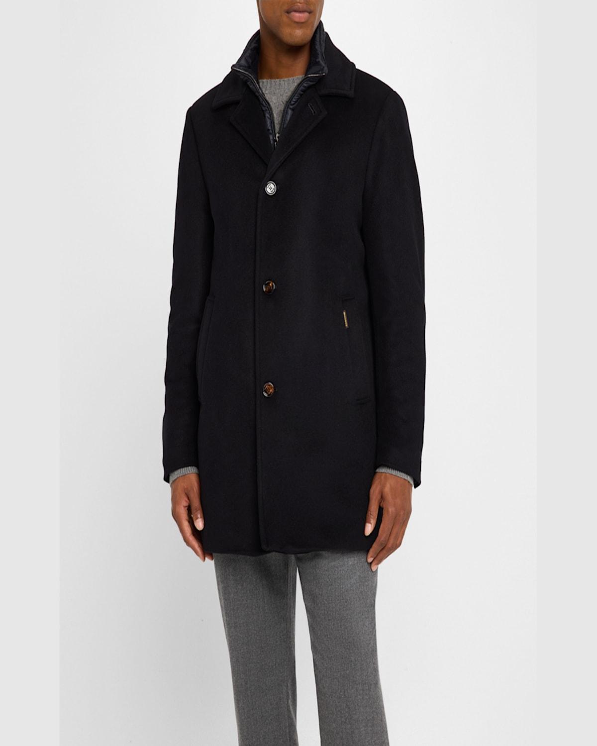 Men's Wool-Cashmere Topcoat with Bib