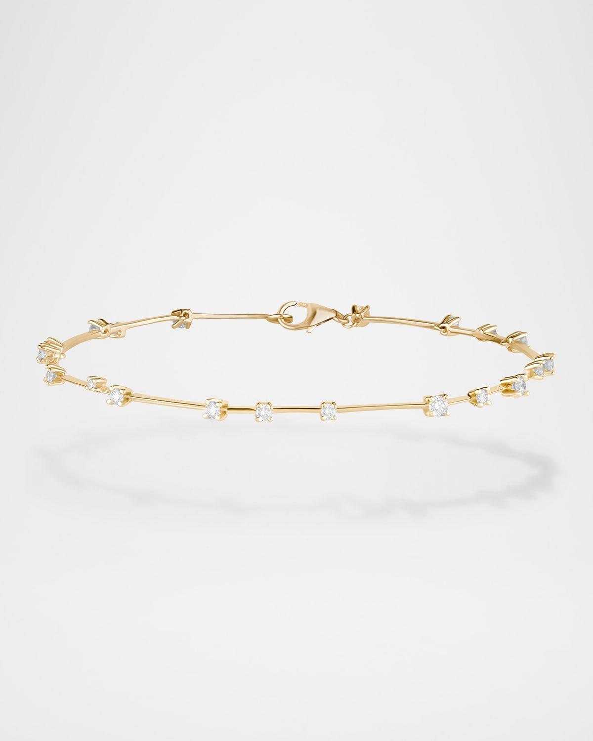 14K Gold Solo Moveable Diamond Bar Bracelet