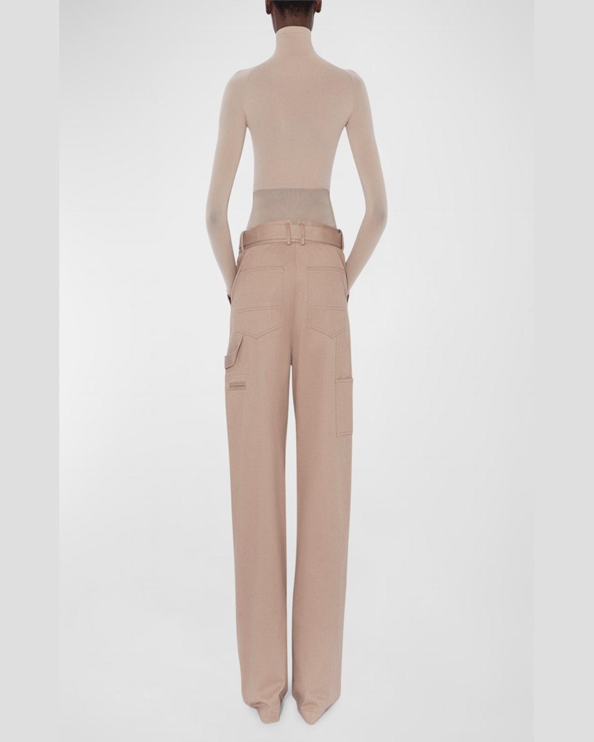 Wide-Leg Cargo Trousers with Knit Band